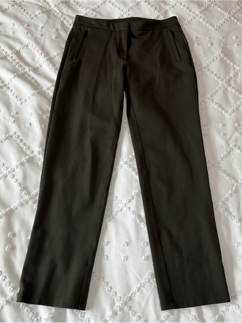 Lululemon On The Move Pant Ponte Olive Green Tailored Career Ankle Dress Pants 6